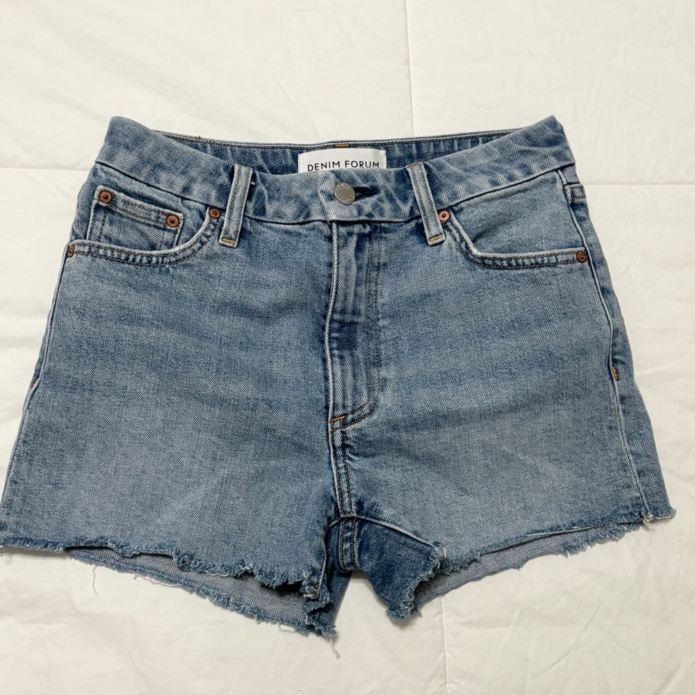 Denim Forum Light Blue Cutoff Jean Shorts